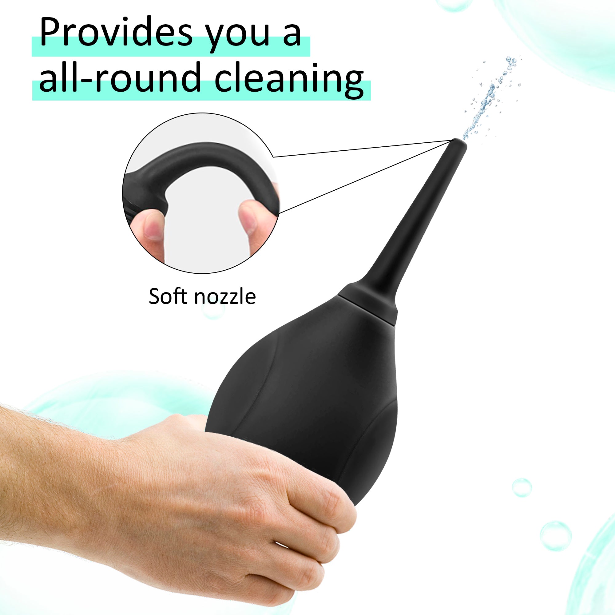 Black Silicone Enema Bulb with Soft Nozzle