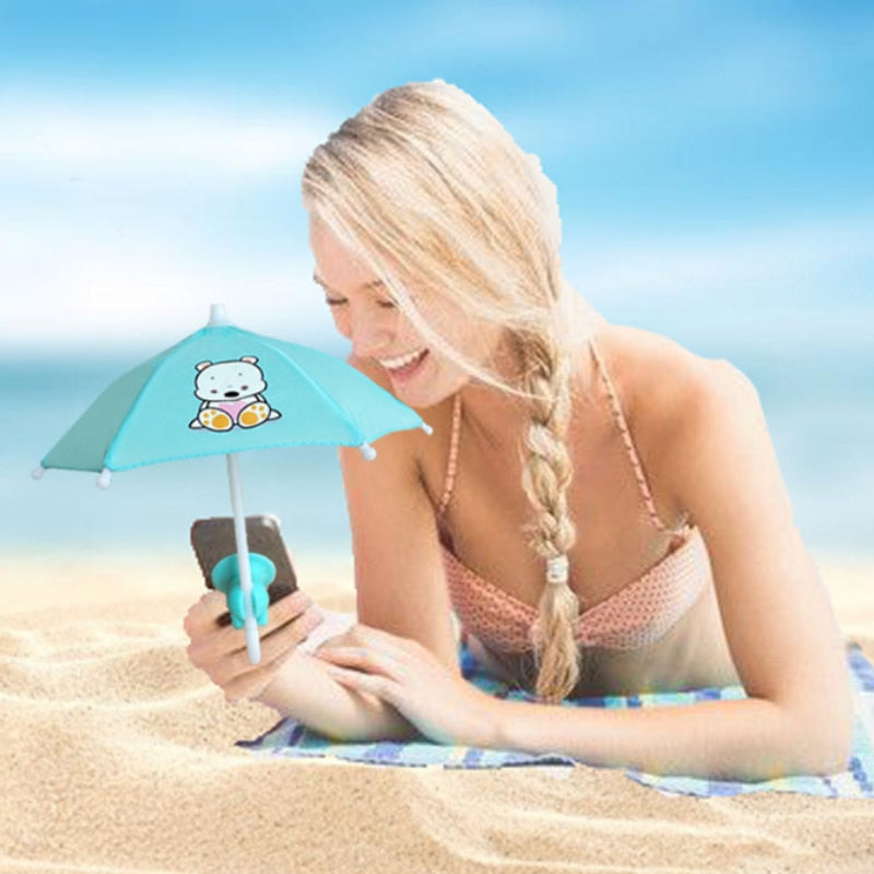 Phone Umbrella Sun Shade - Cute Mini Umbrella for Phone with Universal Adjustable Suction Cup Stand