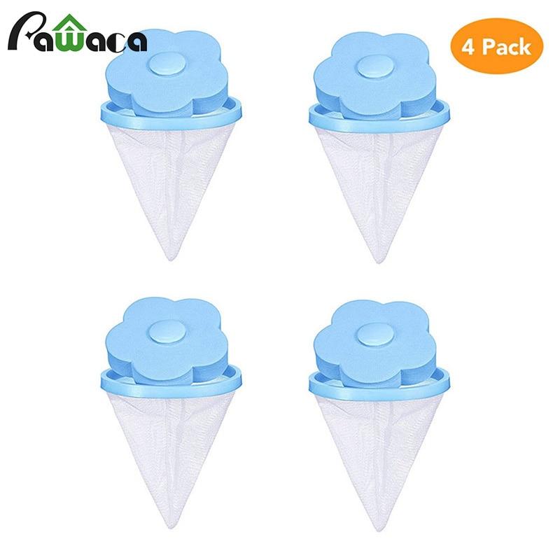 4pcs/set Floating Pet Fur Catcher Lint Filter Bag Reusable Pet Hair Catcher Remover Tool for Washing Machine Household Tools